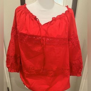 Old Navy Red Blouse with delicate trim. Sz L